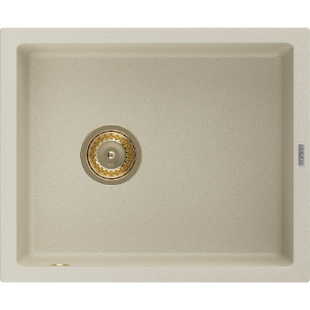 Mexen Pedro granitový drez 1-komorový 560 x 460 mm, béžový, zlatý sifón - 6508561000-69-G