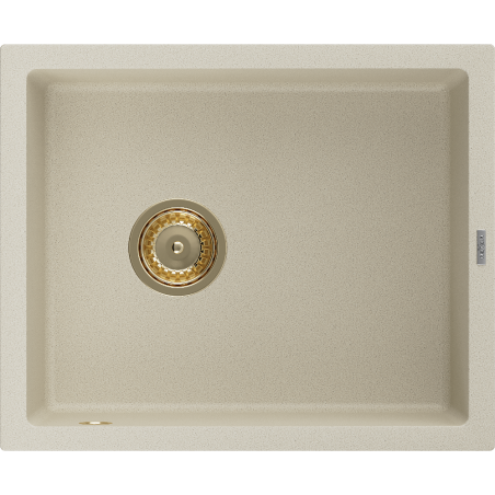Mexen Pedro granitový drez s 1 komorou 560 x 460 mm, béžový, sifón zlatý - 6508561000-69-G