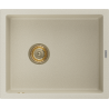 Mexen Pedro granitový drez s 1 komorou 560 x 460 mm, béžový, sifón zlatý - 6508561000-69-G