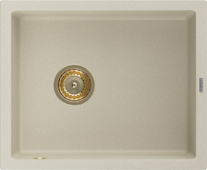 Mexen Pedro granitový drez s 1 komorou 560 x 460 mm, béžový, sifón zlatý - 6508561000-69-G