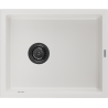 Mexen Pedro granitový kuchynský drez 1-komorový 560 x 460 mm, biely, čierny sifón - 6508561000-20-B