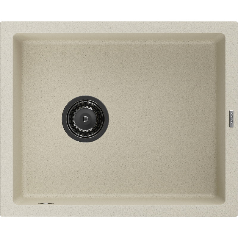 Mexen Pedro granitový drez 1-komorový 560 x 460 mm, béžový, čierny sifón - 6508561000-69-B