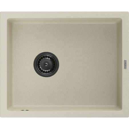 Mexen Pedro granitový drez s 1 komorou 560 x 460 mm, béžový, čierny sifón - 6508561000-69-B