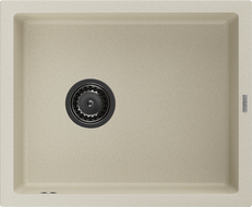 Mexen Pedro granitový drez s 1 komorou 560 x 460 mm, béžový, čierny sifón - 6508561000-69-B