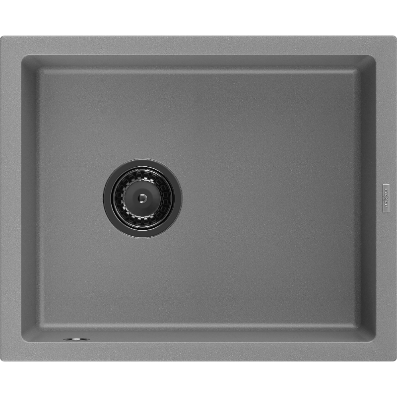 Mexen Pedro jednokomorový žulový drez 560 x 460 mm, sivý, čierny sifón - 6508561000-71-B