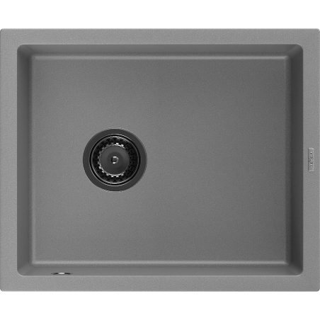 Mexen Pedro žulový drez 1-komorový 560 x 460 mm, sivý, čierny sifón - 6508561000-71-B
