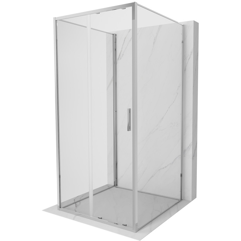 Mexen Exo-S 3S sprchová kabína 3-stranná posuvná 100 x 100 cm, transparentná, chrómová - 8151-100-100-01-00-3S