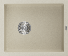 Mexen Pedro granitový drez s jednou komorou 560 x 460 mm, béžový, sifón chróm - 6508561000-69