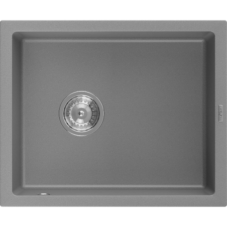 Mexen Pedro granitový drez 1-komorový 560 x 460 mm, sivý, chrómový sifón - 6508561000-71