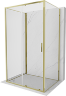 Mexen Exo-S 3S sprchovací kút 3-stenový posuvný 130 x 90 cm, transparentný, zlatý - 8151-130-090-50-00-3S