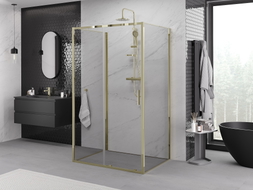 Mexen Exo-S 3S sprchovací kút 3-stenový posuvný 130 x 90 cm, transparentný, zlatý - 8151-130-090-50-00-3S
