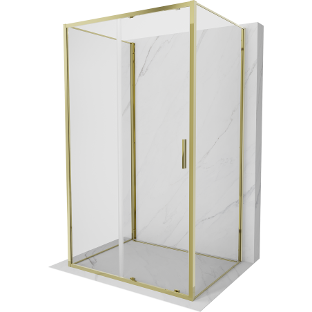 Mexen Exo-S 3S sprchová kabína 3-stranná posuvná 140 x 95 cm, transparentná, zlatá - 8151-140-095-50-00-3S