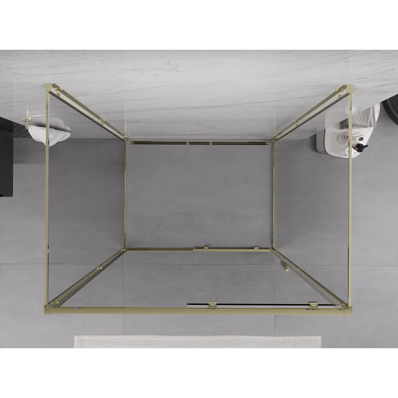 Mexen Exo-S 3S sprchová kabína 3-stranná posuvná 140 x 95 cm, transparentná, zlatá - 8151-140-095-50-00-3S