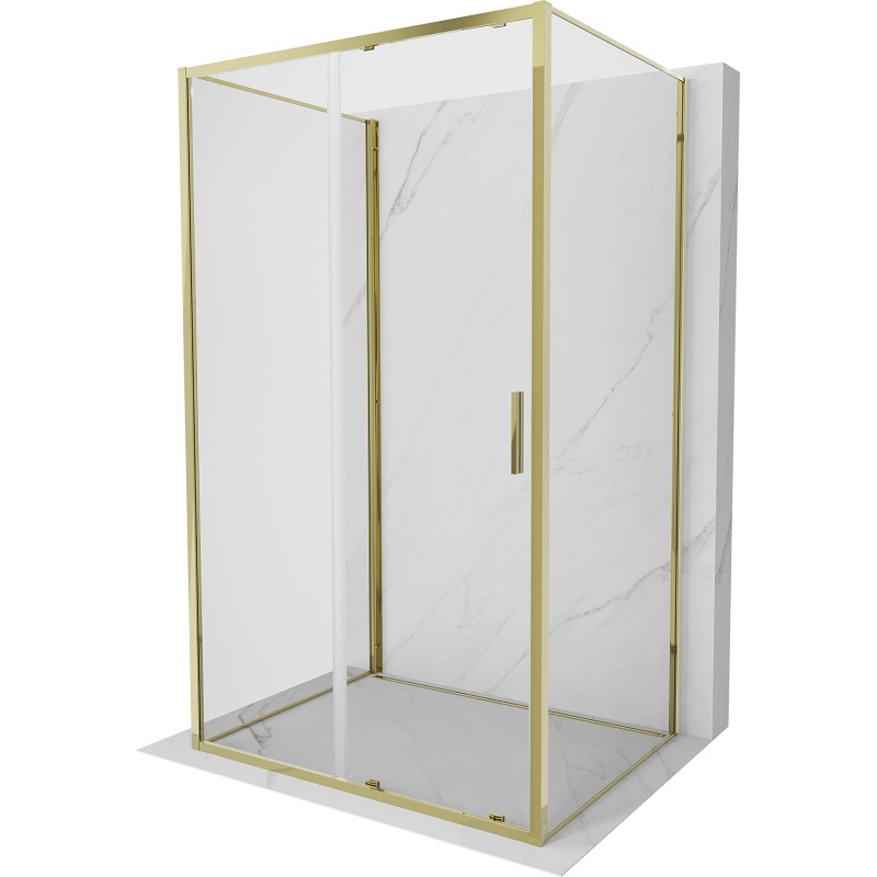 Mexen Exo-S 3S sprchovací kút s tromi stenami, posuvný 115 x 100 cm, transparentný, zlatý - 8151-115-100-50-00-3S
