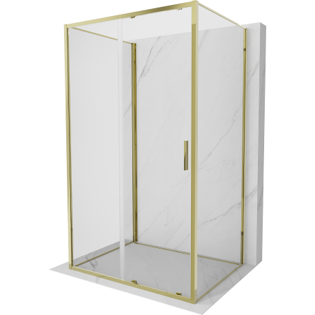 Mexen Exo-3S sprchový kút trojstranný posuvný 120 x 110 cm, transparentný, zlatý - 8151-120-110-50-00-3S