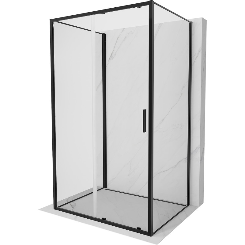 Mexen Exo-S 3S 3-stranný posuvný sprchový kút 145 x 70 cm, priehľadný, čierny - 8151-145-070-70-00-3S