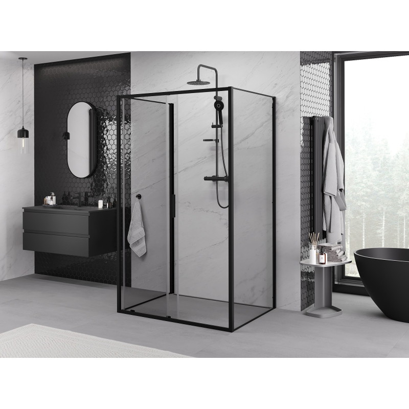 Mexen Exo-S 3S sprchová kabína 3-stenová posuvná 115 x 80 cm, transparentná, čierna - 8151-115-080-70-00-3S