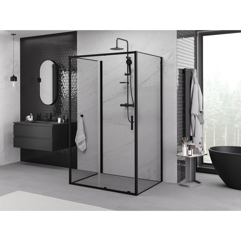 Mexen Exo-S 3S sprchová kabína 3-stranná posuvná 125 x 85 cm, transparentná, čierna - 8151-125-085-70-00-3S