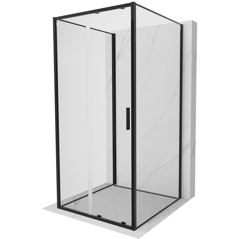 Mexen Exo-S 3S sprchovací kút 3-stenový posuvný 120 x 120 cm, transparentný, čierny - 8151-120-120-70-00-3S