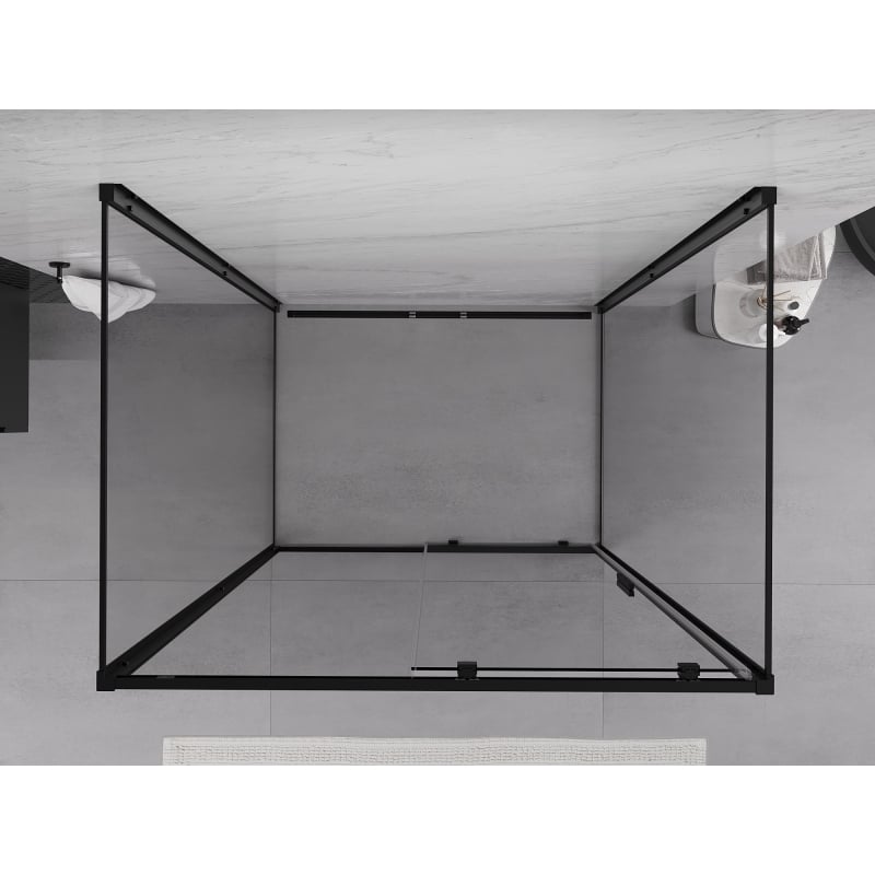 Mexen Exo-S 3S sprchovací kút 3-stenová posuvná 145 x 110 cm, priehľadná, čierna - 8151-145-110-70-00-3S
