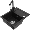Mexen Enzo granitový kuchynský drez s 1-komorou a odkvapkávačom, čierny - 6506-77-671600-70
