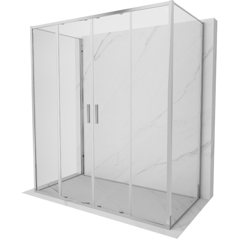 Mexen Exo-S Duo 3S sprchový kút 3-stenný posuvný 200 x 80 cm, transparentný, chróm - 8152-200-080-01-00-3S