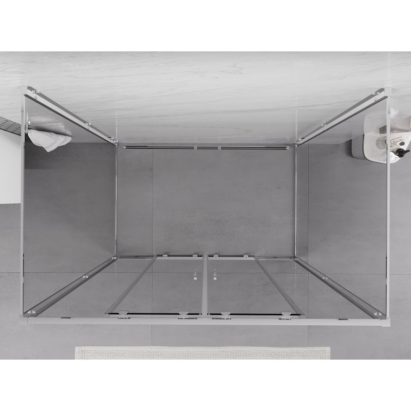 Mexen Exo-S Duo 3S sprchovací kút 3-stenový posuvný 130 x 90 cm, transparentný, chróm - 8152-130-090-01-00-3S