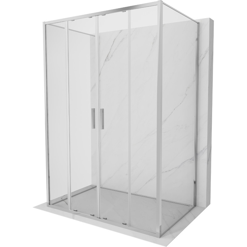 Mexen Exo-S Duo 3S trojstenová posuvná sprchová kabína 150 x 100 cm, transparentná, chróm - 8152-150-100-01-00-3S