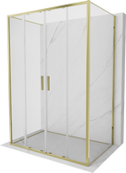 Mexen Exo-S Duo 3S trojstenová sprchová kabína s posuvnými dverami 130 x 80 cm, transparentná, zlatá