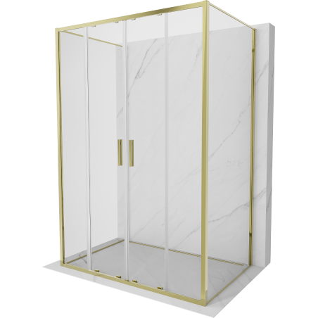 Mexen Exo-3S trojstranná sprchová kabína posuvná 150 x 85 cm, transparentná, zlatá - 8152-150-085-50-00-3S