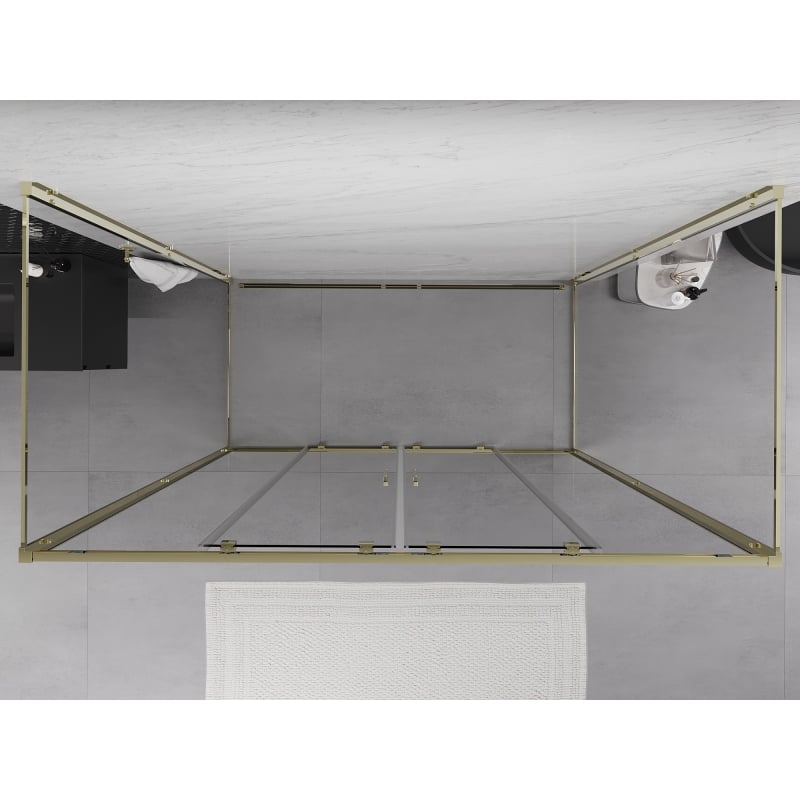 Mexen Exo-3S sprchový kút 3-stranný zasúvací 180 x 85 cm, transparentný, zlatý - 8152-180-085-50-00-3S