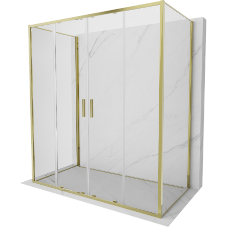 Mexen Exo-3S trojstenná posuvná sprchová kabína 190 x 90 cm, transparentná, zlatá - 8152-190-090-50-00-3S