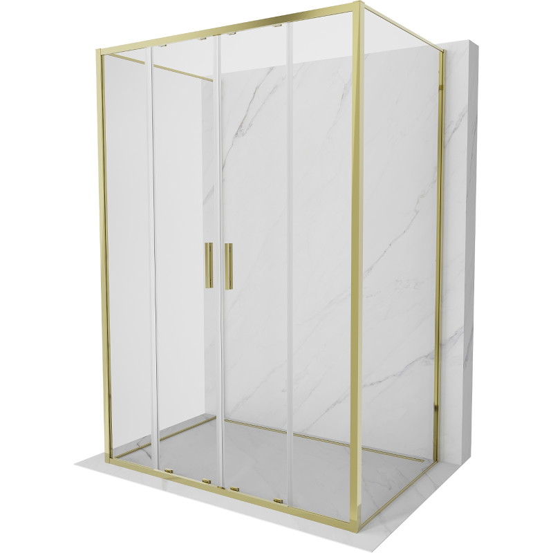Mexen Exo-S Duo 3S sprchový kút 3-stenný posuvný 140 x 100 cm, priehľadný, zlatý - 8152-140-100-50-00-3S