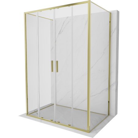 Mexen Exo-S Duo 3S sprchový kút trojstranný posuvný 150 x 100 cm, transparentný, zlatý - 8152-150-100-50-00-3S