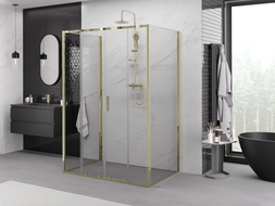 Mexen Exo-S Duo 3S sprchová kabína 3-stenová posuvná 160 x 100 cm, transparentná, zlatá - 8152-160-100-50-00-3S