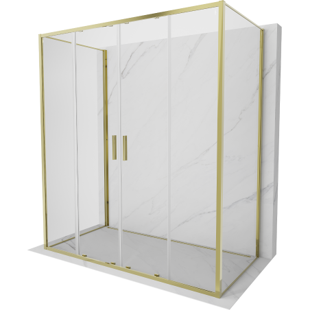 Mexen Exo-S Duo 3S sprchovací kút s 3 stenami, posuvný, 200 x 100 cm, transparentný, zlatý - 8152-200-100-50-00-3S