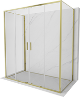 Mexen Exo-S Duo 3S sprchovací kút s 3 stenami, posuvný, 200 x 100 cm, transparentný, zlatý - 8152-200-100-50-00-3S