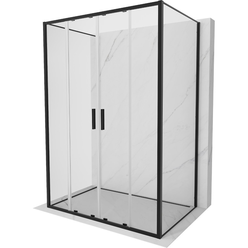 Mexen Exo-S Duo 3S sprchová kabína 3-stenová posuvná 150 x 70 cm, transparentná, čierna - 8152-150-070-70-00-3S