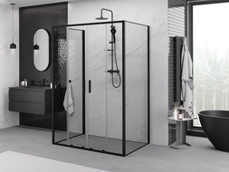 Mexen Exo-S Duo 3S sprchová kabína 3-stenová posuvná 150 x 70 cm, transparentná, čierna - 8152-150-070-70-00-3S
