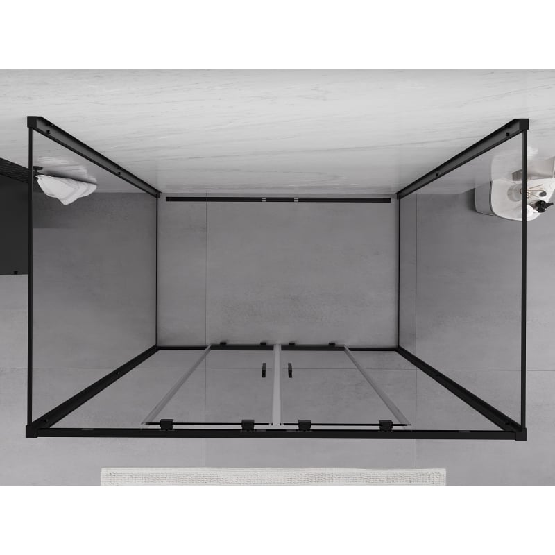 Mexen Exo-3S trojstenná sprchová kabína posuvná 160 x 75 cm, transparentná, čierna - 8152-160-075-70-00-3S