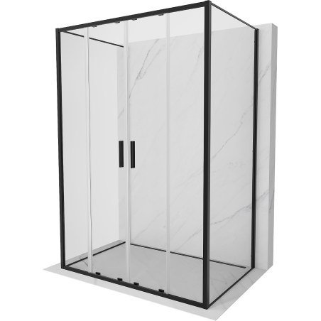 Mexen Exo-3S sprchová kabína 3-stenová posuvná 140 x 80 cm, transparentná, čierna - 8152-140-080-70-00-3S