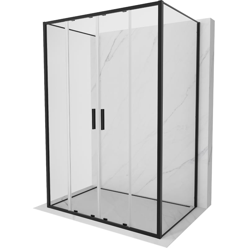 Mexen Exo-3S sprchový kút s trojstranným posuvným systémom 130 x 85 cm, priehľadný, čierny - 8152-130-085-70-00-3S