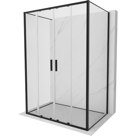 Mexen Exo-S Duo 3S sprchový kút 3-stenný posuvný 160 x 85 cm, transparentný, čierny - 8152-160-085-70-00-3S