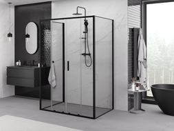 Mexen Exo-S Duo 3S sprchová kabína 3-stranná posuvná 130 x 90 cm, transparentná, čierna - 8152-130-090-70-00-3S