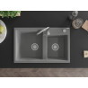 Mexen Tomas granitový drez s dvoma komorami 800 x 500 mm, sivý, chrómový sifón - 6516802000-71