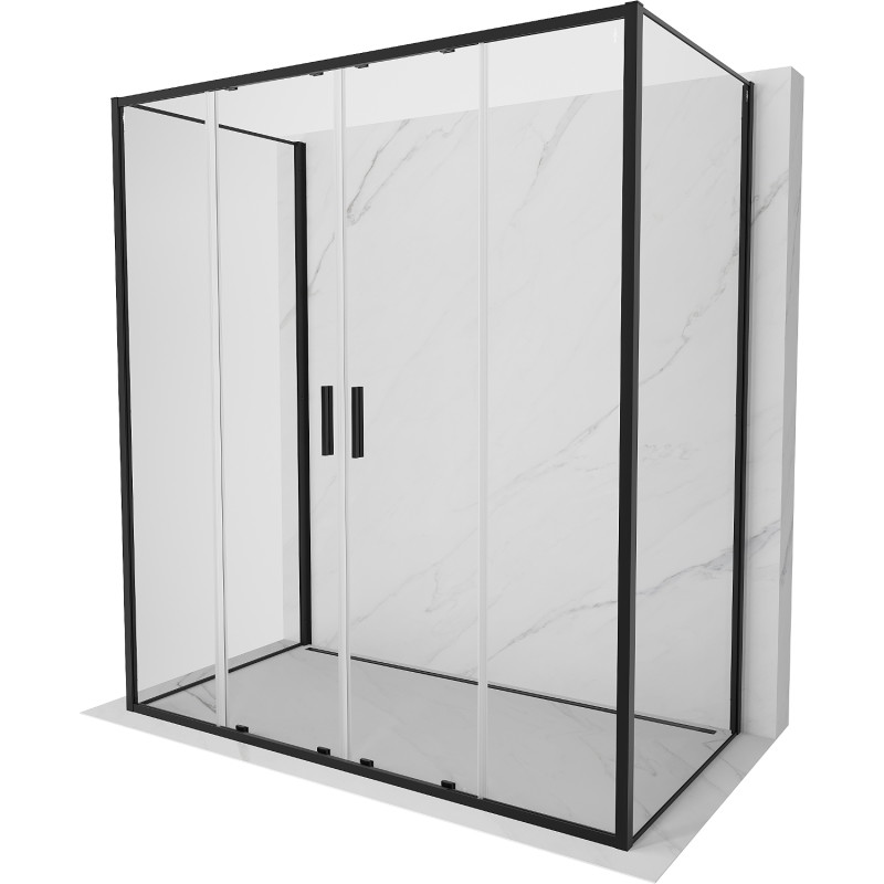 Mexen Exo-S Duo 3S 3-stenna sprchová kabína, posuvná 180 x 90 cm, transparentná, čierna - 8152-180-090-70-00-3S