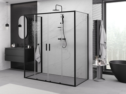 Mexen Exo-S Duo 3S sprchová kabína 3-stenná posuvná 190 x 90 cm, priehľadná, čierna - 8152-190-090-70-00-3S