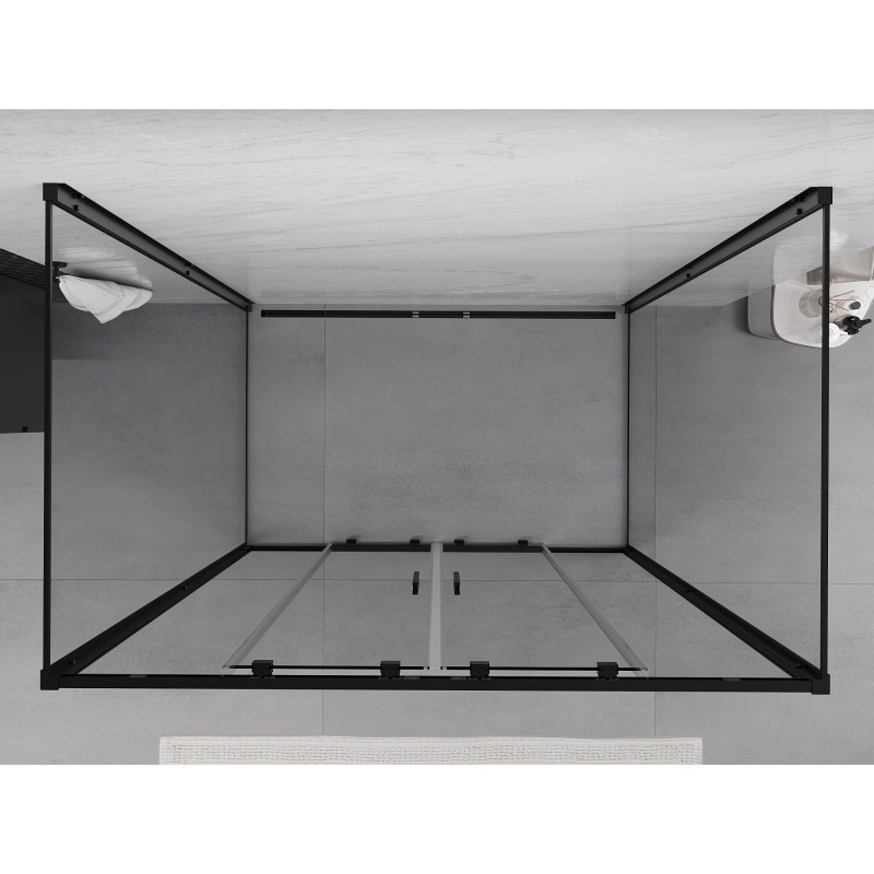 Mexen Exo-S Duo 3S sprchovací kút 3-stenový posuvný 150 x 95 cm, priehľadný, čierny - 8152-150-095-70-00-3S