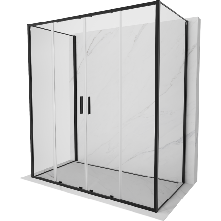 Mexen Exo-S Duo 3S 3-stenná sprchová kabína s posuvnými dverami 200 x 95 cm, transparentná, čierna - 8152-200-095-70-00-3S