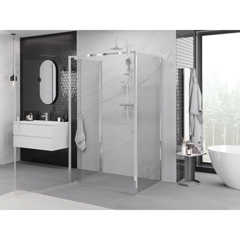 Mexen Exo-BR 3S sprchovací kút 3-stenný otvárací 70 x 75 cm, transparentný, chróm - 8181-070-075-01-00-3S